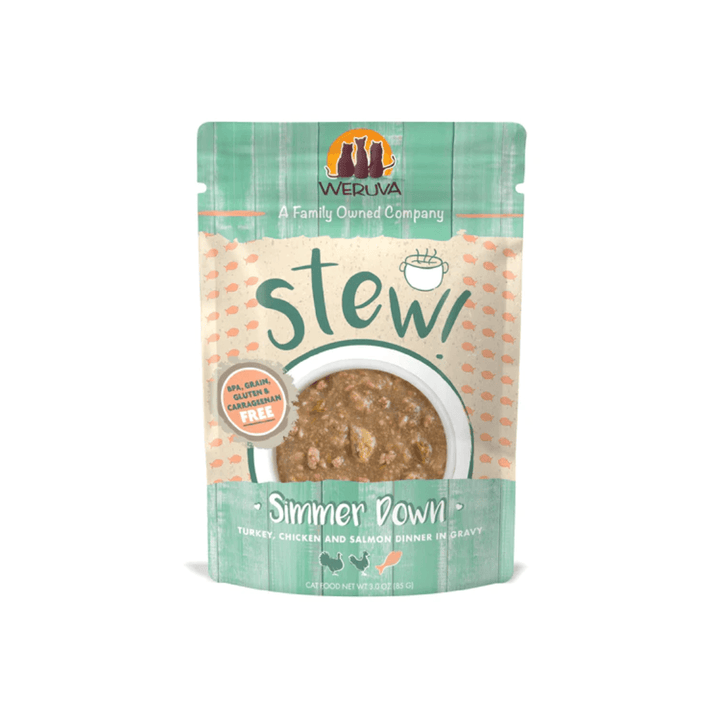 Weruva Wet Cat Food - Stew! Simmer Down Turkey, Chicken & Salmon in Gravy Pouch 