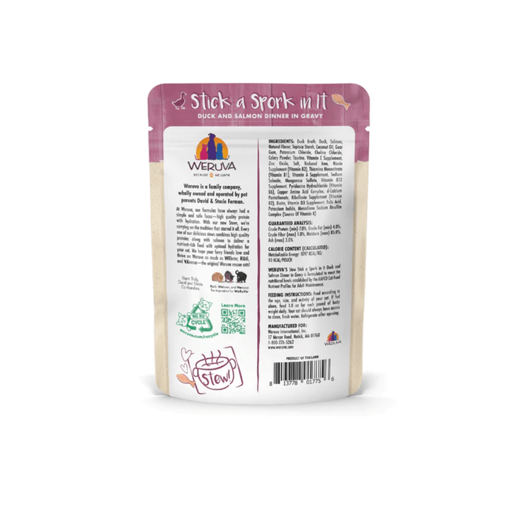 Weruva Wet Cat Food - Stick a Spork in It Duck & Salmon Dinner in Gravy Pouch 