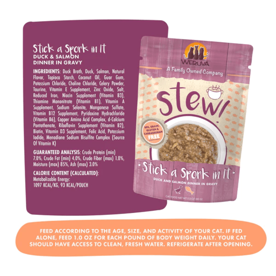 Weruva Wet Cat Food - Stick a Spork in It Duck & Salmon Dinner in Gravy Pouch 