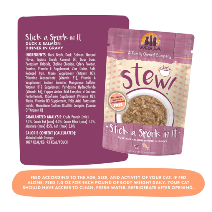 Weruva Wet Cat Food - Stick a Spork in It Duck & Salmon Dinner in Gravy Pouch 
