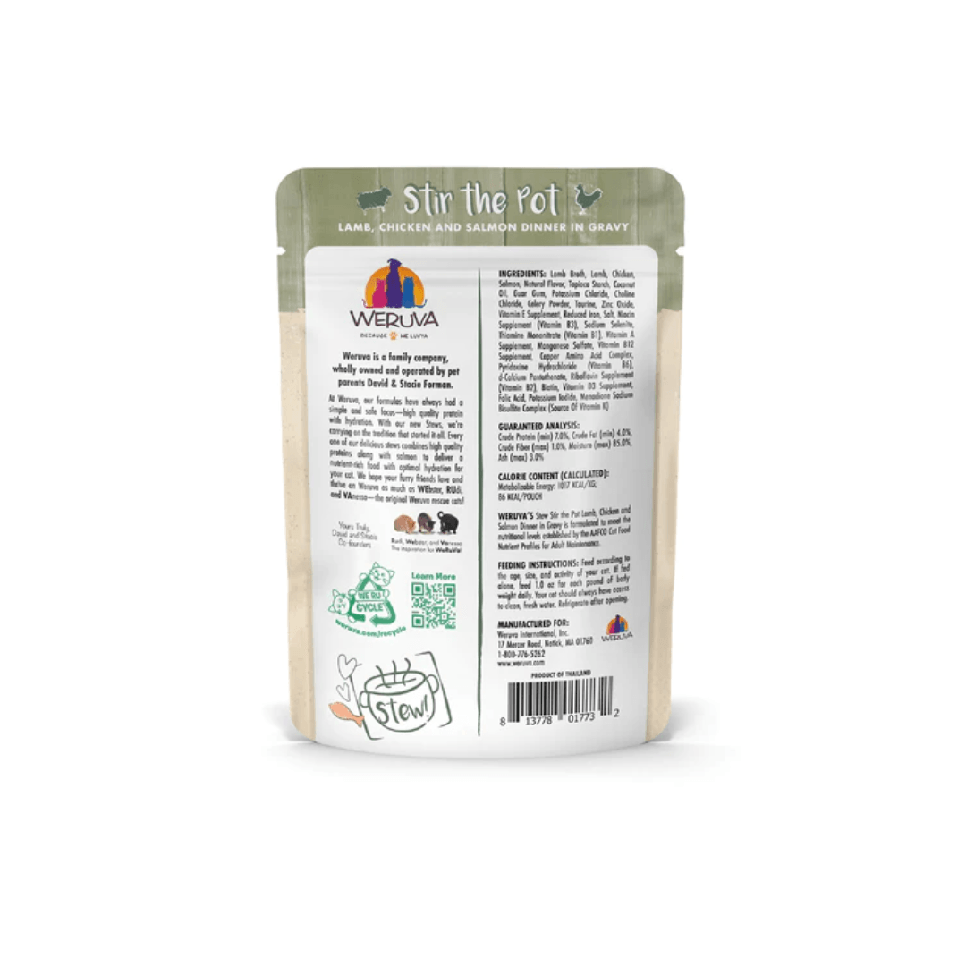 Weruva Wet Cat Food - Stir the Pot Lamb, Chicken & Salmon Dinner in Gravy Pouch 