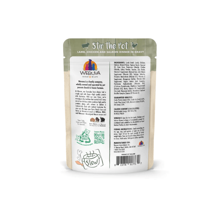 Weruva Wet Cat Food - Stir the Pot Lamb, Chicken & Salmon Dinner in Gravy Pouch 