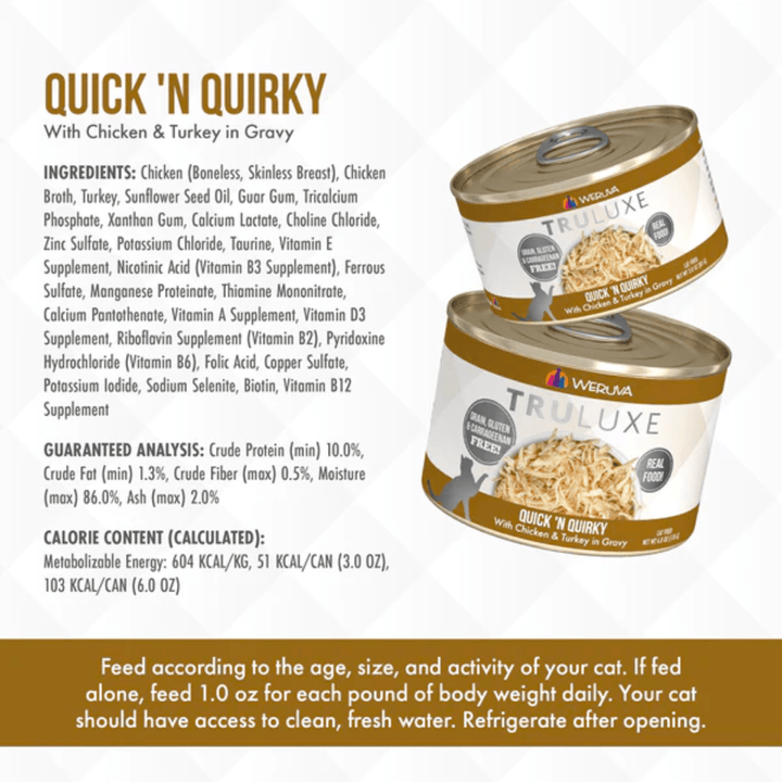 Weruva Wet Cat Food - TRULUXE  Quick 'N Quirky with Chicken & Turkey in Gravy Canned 