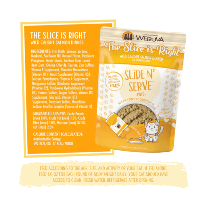 Weruva Wet Cat Food - The Slice is Right Wild Caught Salmon in a Hydrating Puree Pouch 