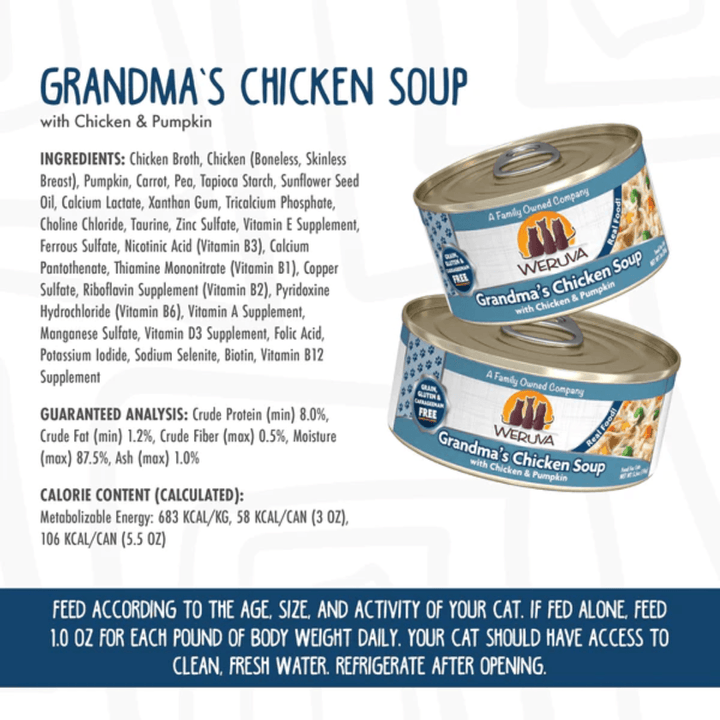 Weruva Wet Cat Food - Weruva Classic Cat Grandma's Chicken Soup with Chicken & Pumpkin Canned 