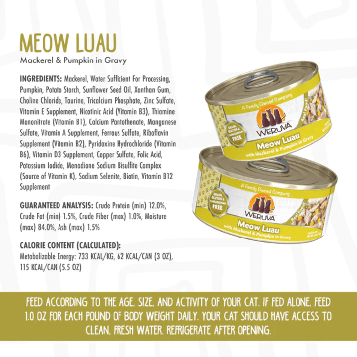 Weruva Wet Cat Food - Weruva Classic Cat Meow Luau with Mackerel & Pumpkin in Gravy Canned 