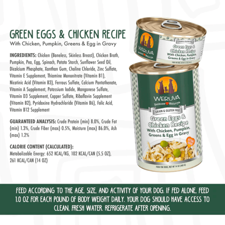 Weruva Wet Dog Food - Green Eggs & Chicken Recipe with Pumpkin in Gravy Canned 