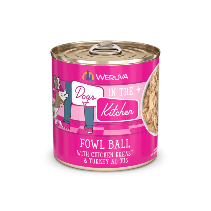 Weruva Wet Dog Food - Dogs in the Kitchen  Fowl Ball with Chicken Breast & Turkey Au Jus Canned 