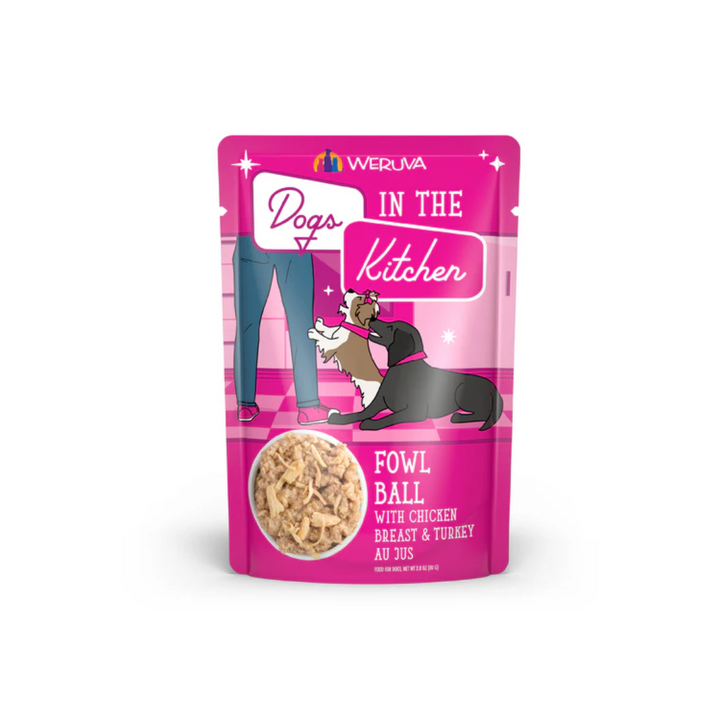 Weruva Wet Dog Food - Dogs in the Kitchen  Fowl Ball with Chicken Breast & Turkey Au Jus Pouch 