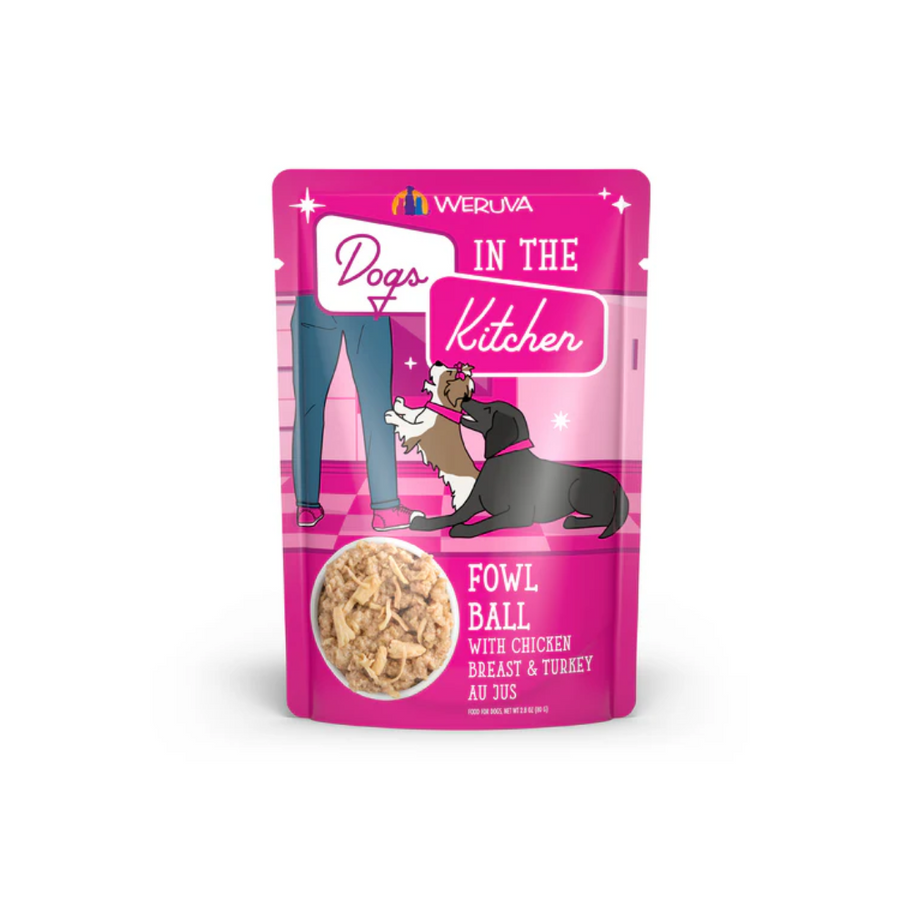 Weruva Wet Dog Food - Dogs in the Kitchen  Fowl Ball with Chicken Breast & Turkey Au Jus Pouch 