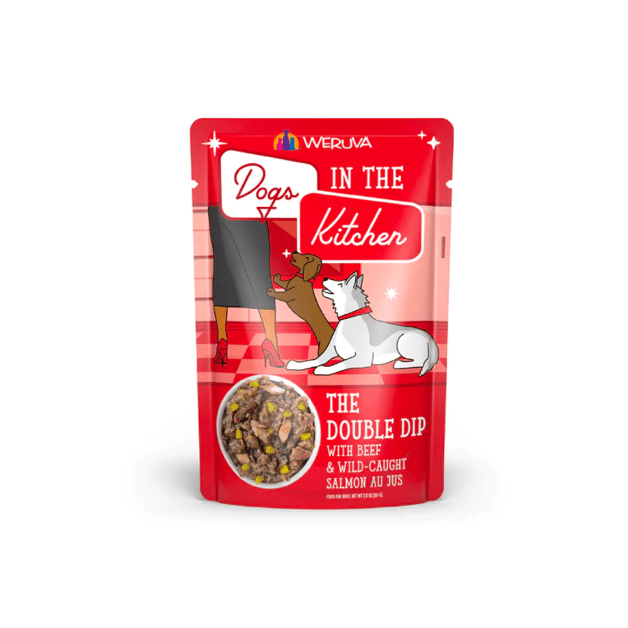 Weruva Wet Dog Food - Dogs in the Kitchen The Double Dip with Beef & Wild Caught Salmon Au Jus Pouch 