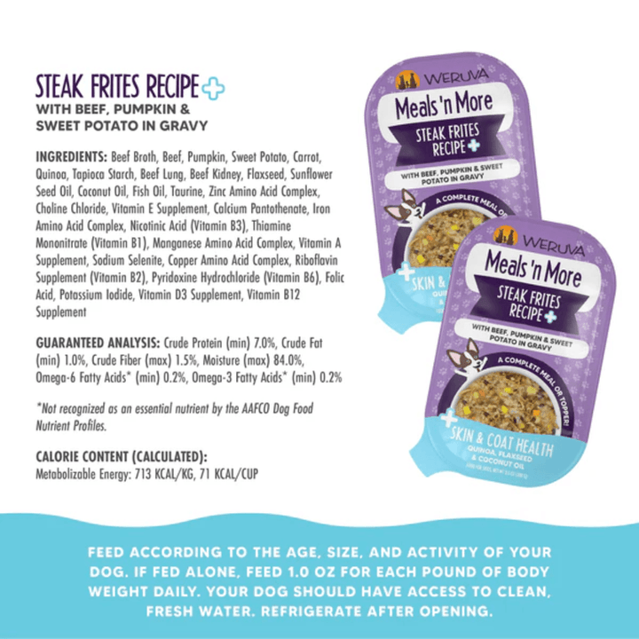 Weruva Wet Dog Food - Meals 'n More Skin & Coat Health Steak Frites Recipe Plus Pouch 