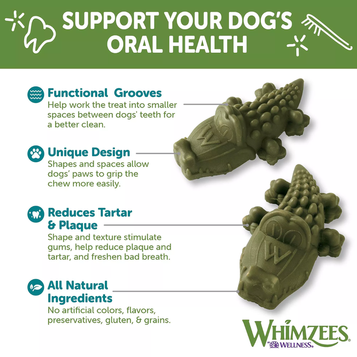 Whimzees Dog Treats - Alligator Dental Chew