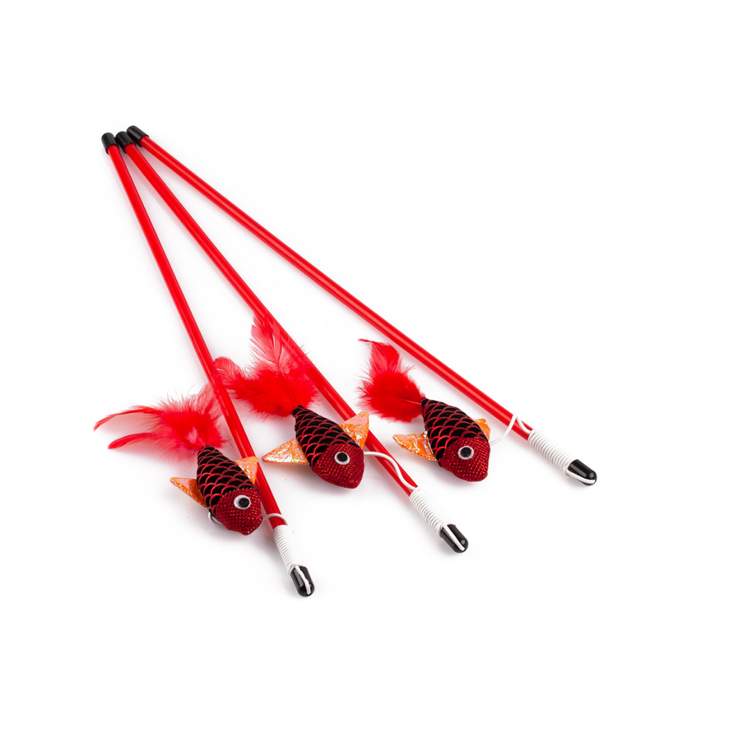Wonpet Cat Toys - Cat Teaser Goldfish & Feather Wand with