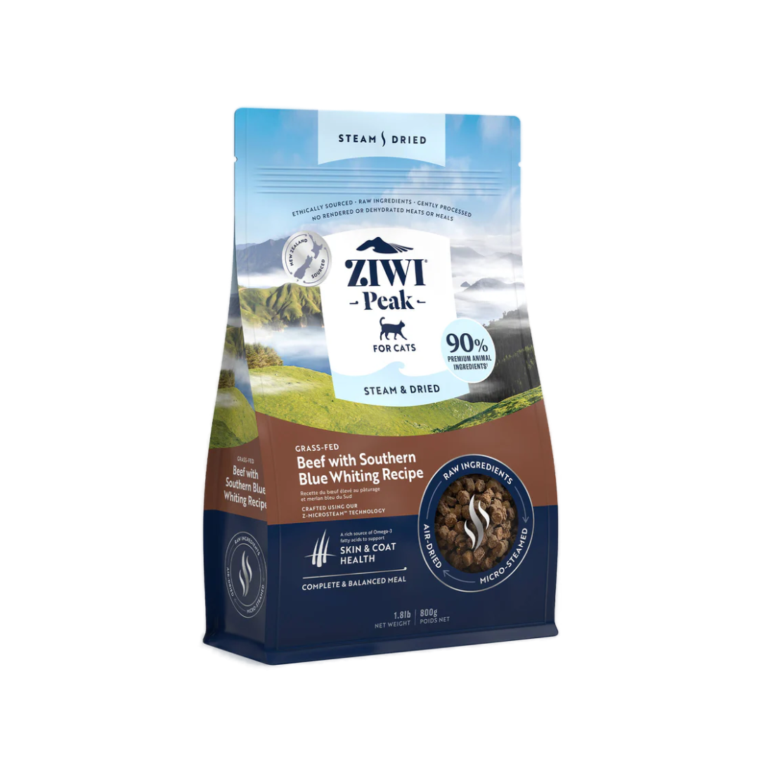 ZIWI Peak Steam-Dried Cat Food - Beef with Southern Blue Whiting Recipe
