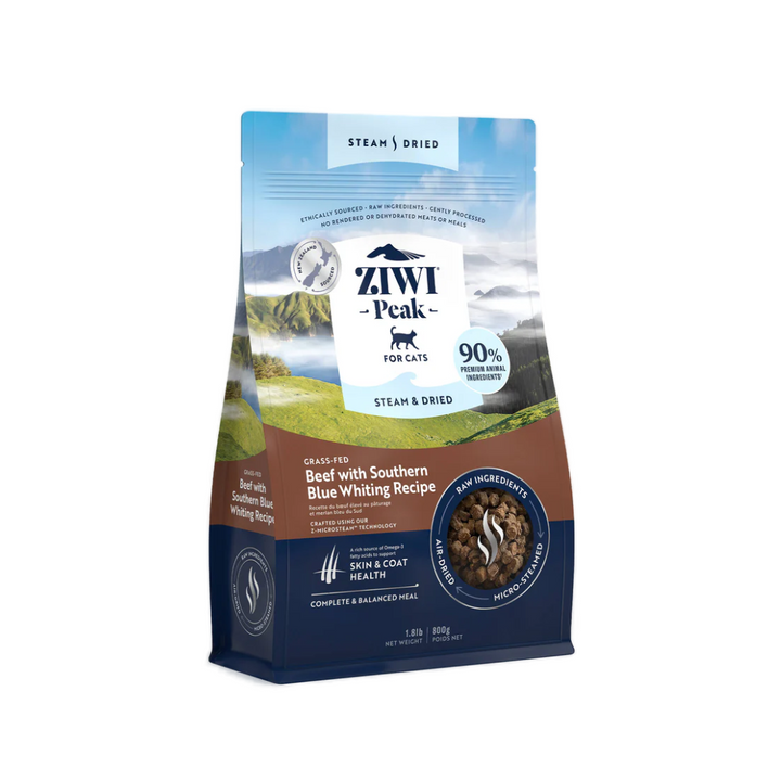 ZIWI Peak Steam-Dried Cat Food - Beef with Southern Blue Whiting Recipe