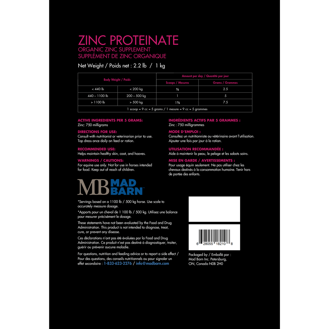Equine Supplements - Mad Barn Zinc Proteinate - 15%