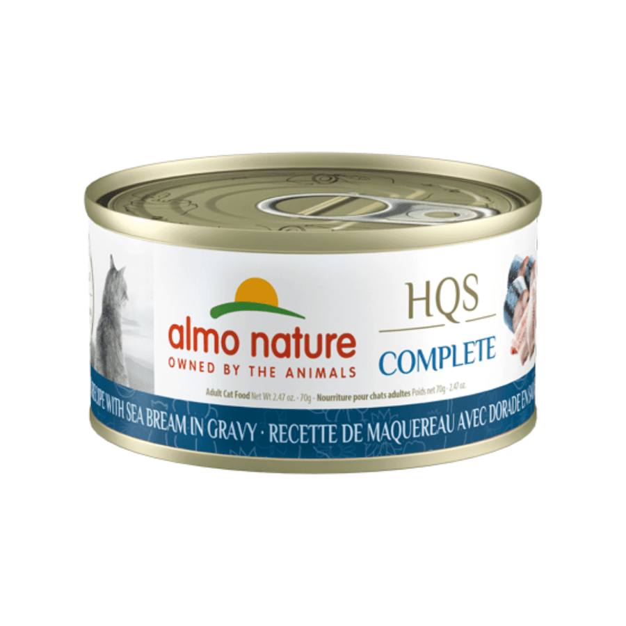 Almo Nature Wet Cat Food - HQS Complete Mackerel Recipe with Sea Bream in gravy Canned - Toronto Pets