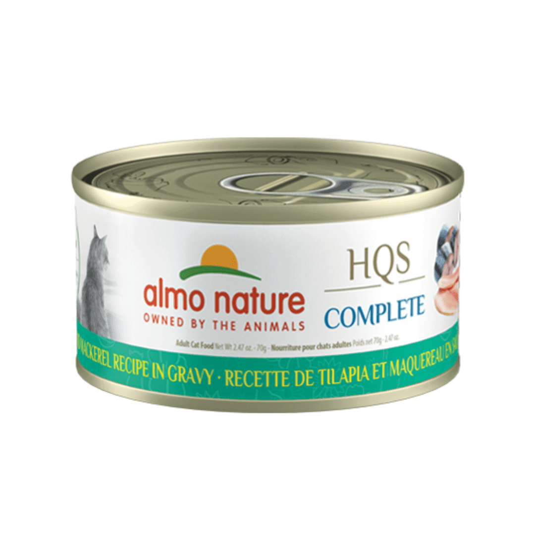 Almo Nature Wet Cat Food - HQS Complete Tilapia and Mackerel Recipe in Gravy Canned - Toronto Pets