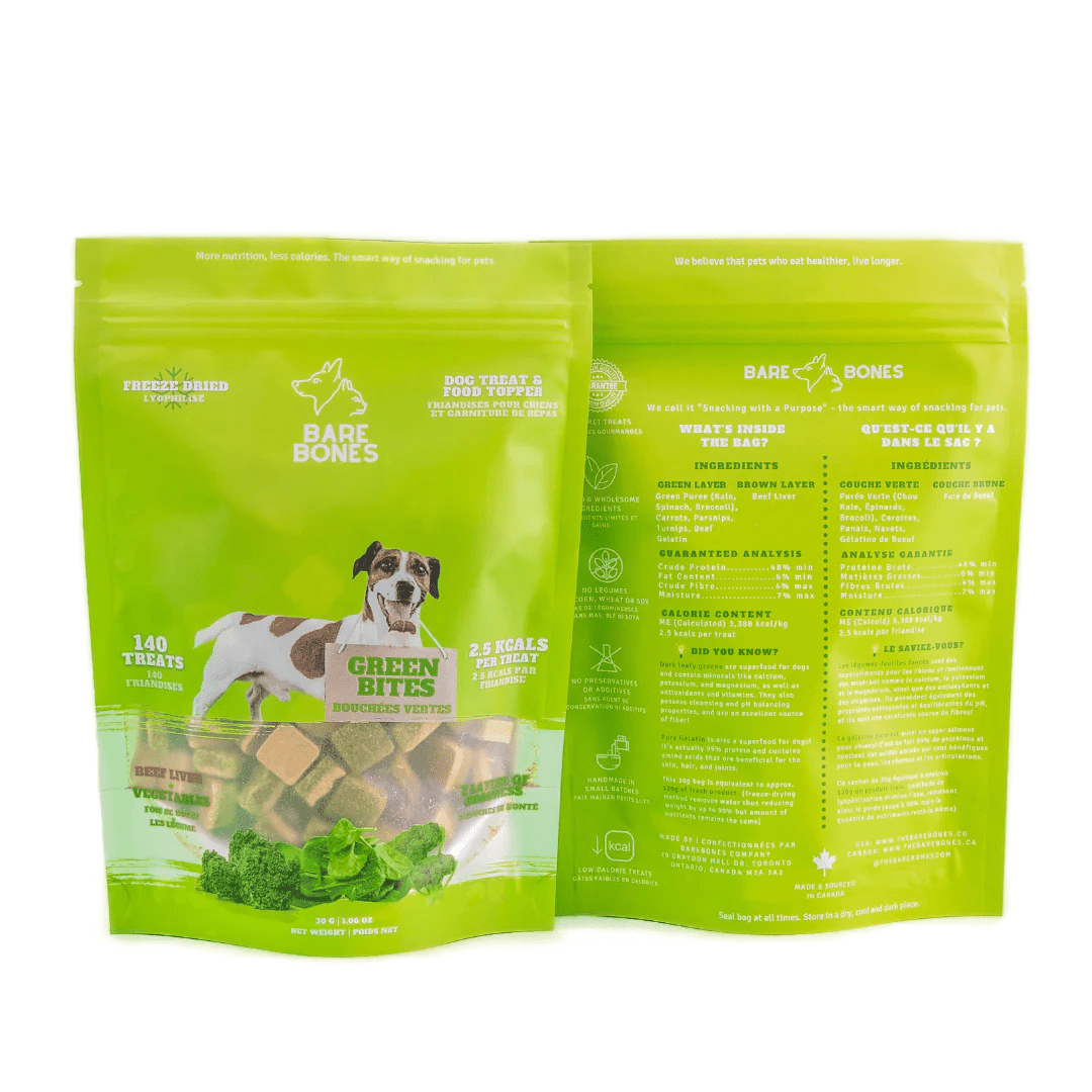 Bare Bones Freeze - Dried Dog Treats - Green Bites - Toronto Pets