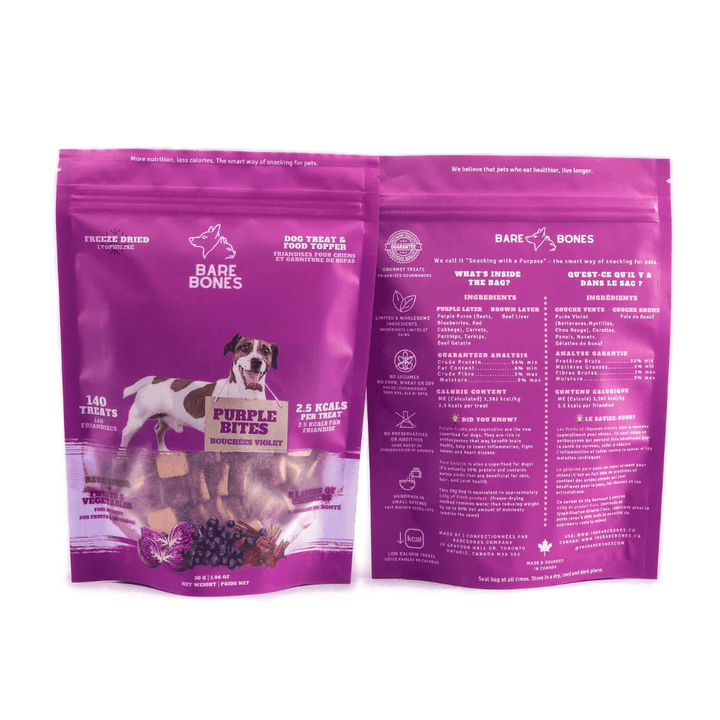 Bare Bones Freeze - Dried Dog Treats - Purple Bites - Toronto Pets