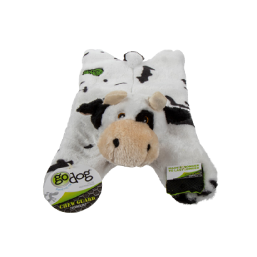 goDOG Dog Toys - Barnyard Buddies Flattie Cow