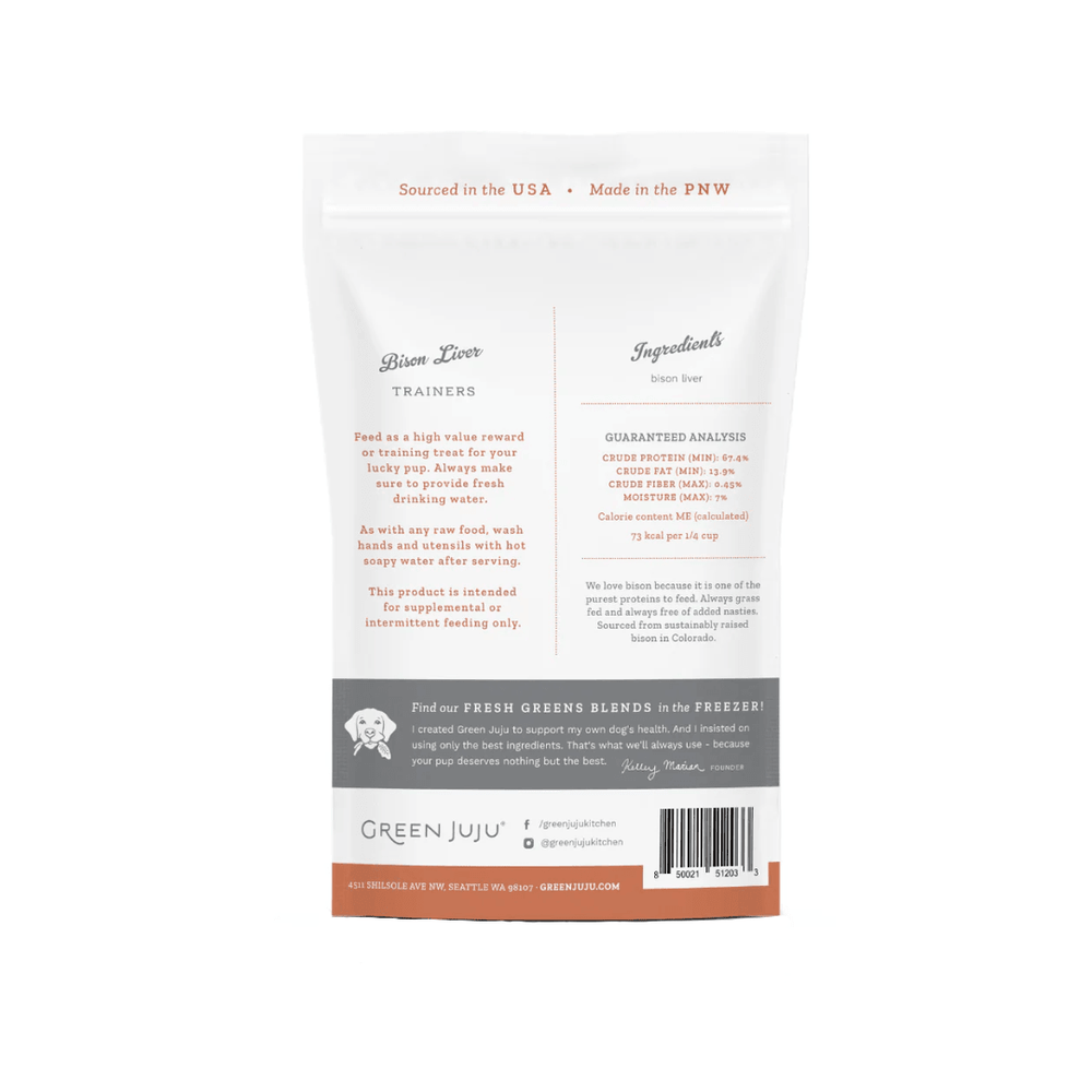 Green Juju Freeze - Dried Dog and Cat Treats - Bison Liver Trainers Whole Food Bites - Toronto Pets
