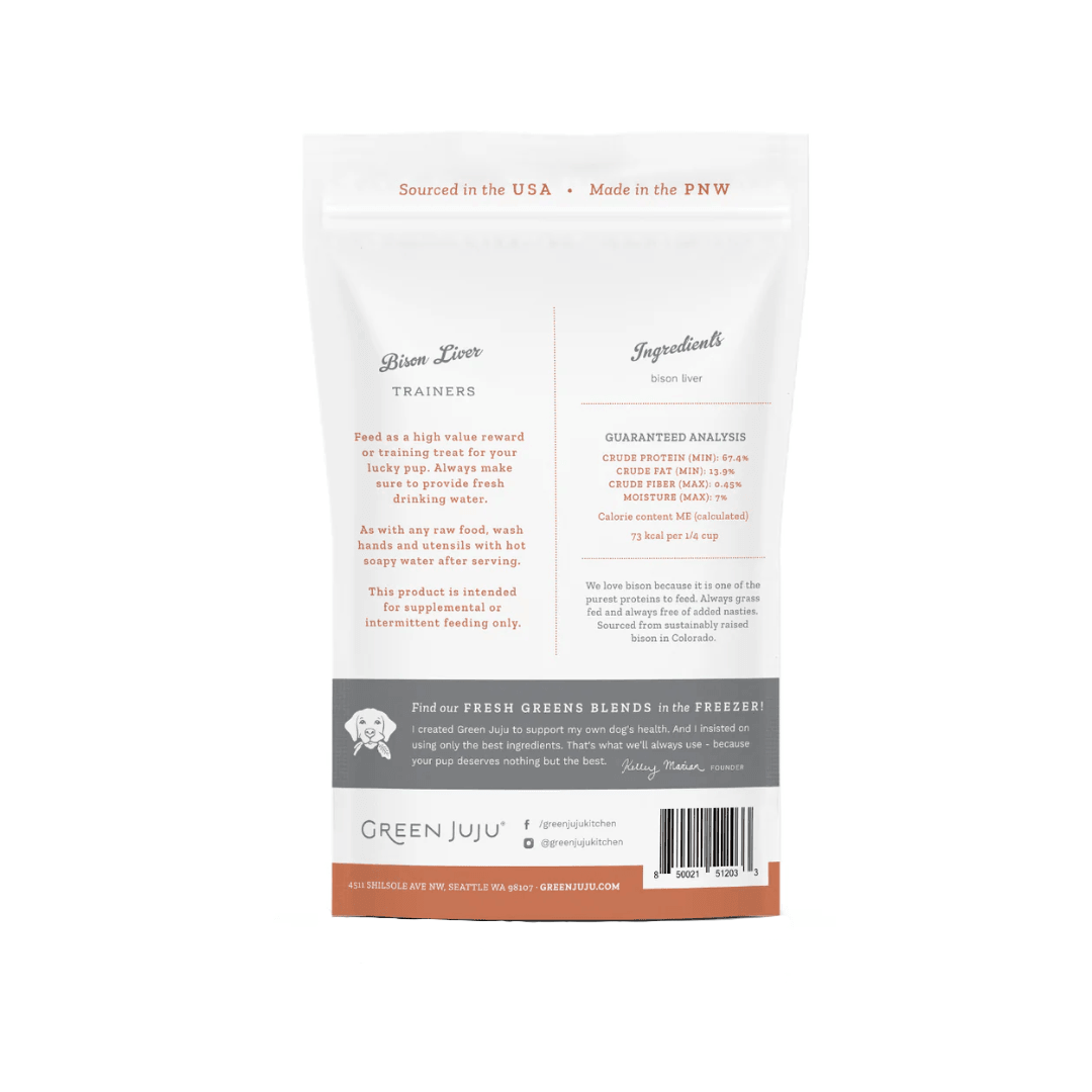 Green Juju Freeze - Dried Dog and Cat Treats - Bison Liver Trainers Whole Food Bites - Toronto Pets