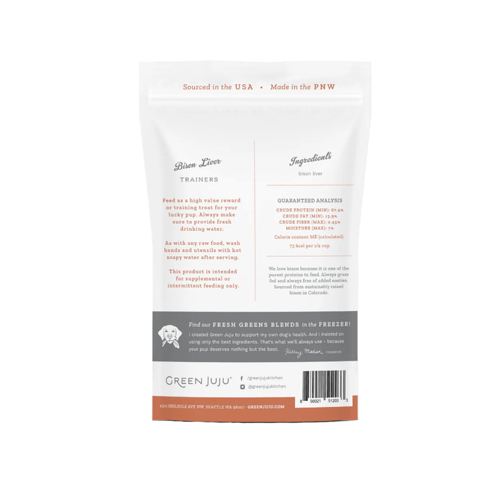 Green Juju Freeze - Dried Dog and Cat Treats - Bison Liver Trainers Whole Food Bites - Toronto Pets
