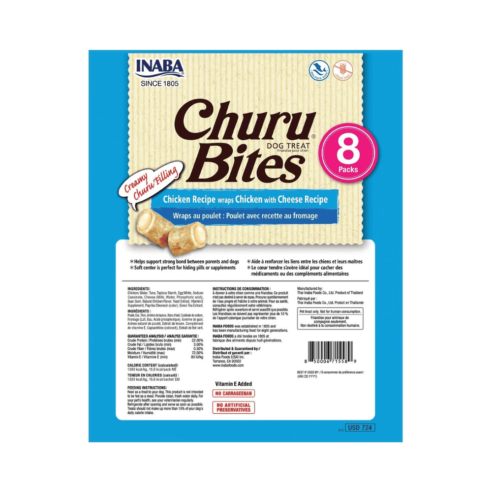 Inaba Dog Treats - Churu Bites Chicken Recipe wraps with Cheese - Toronto Pets