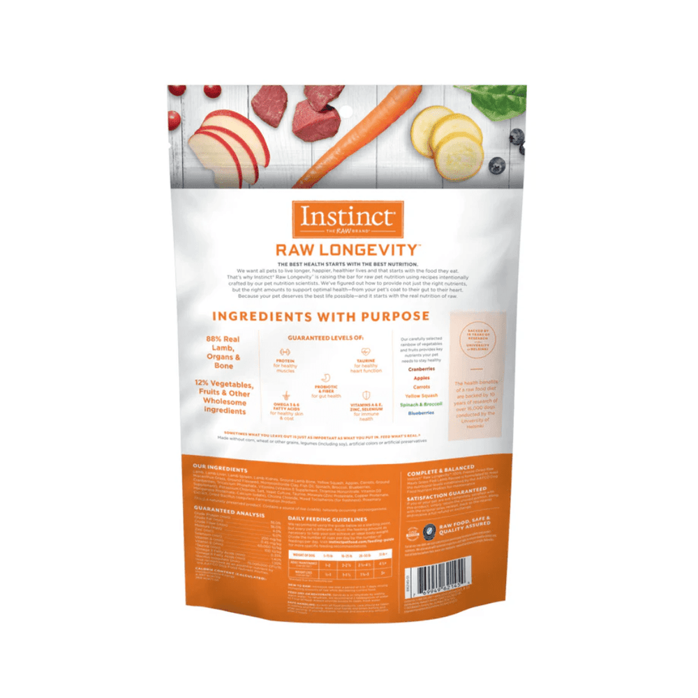 Instinct Freeze Dried Dog Food - Raw Longevity 100% Raw Meals Grass - Fed Lamb Recipe - Toronto Pets