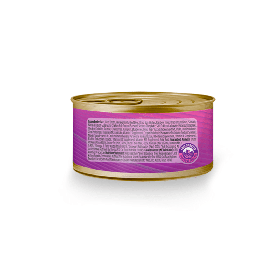 Nulo freestyle Wet Cat & Kitten Food - Shredded Beef & Rainbow Trout in Gravy Canned - Toronto Pets