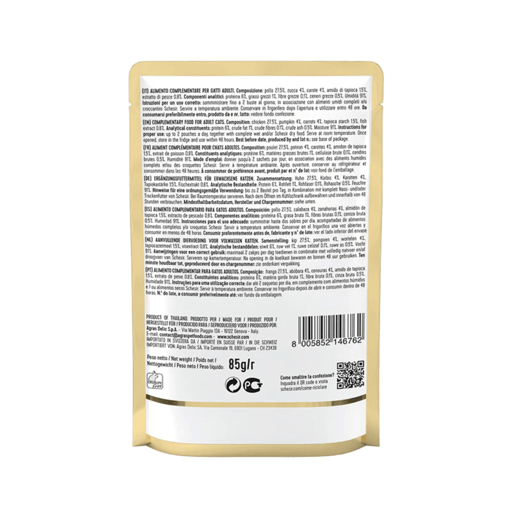 Schesir Wet Cat Food - Soup Chicken with Pumpkin in Jelly Pouch - Toronto Pets