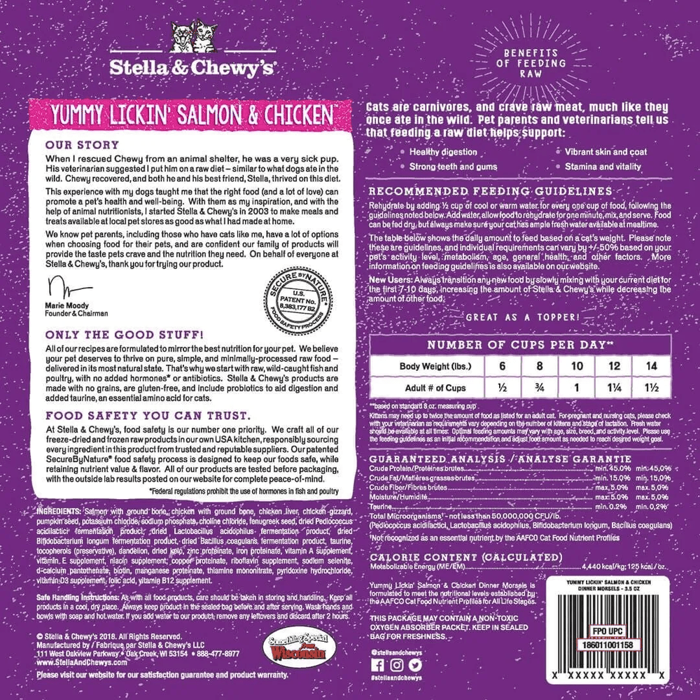 Stella & Chewy's Freeze Dried Cat Food - Yummy Lickin' Salmon & Chicken Raw Dinner Morsels - Toronto Pets