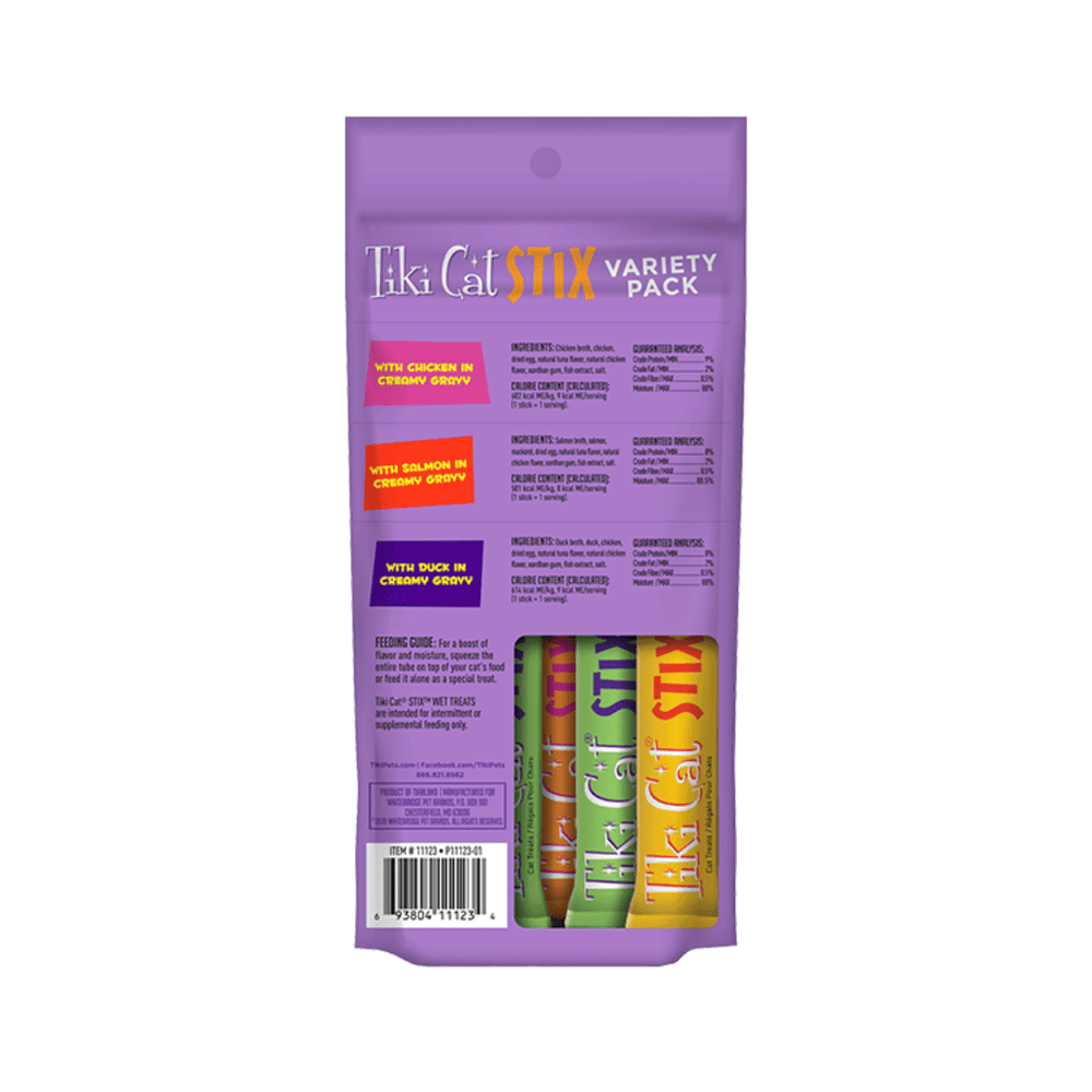 Tiki Cat Wet Cat Treats - STIX Variety Pack with Duck, Salmon and Chicken Pouch - Toronto Pets