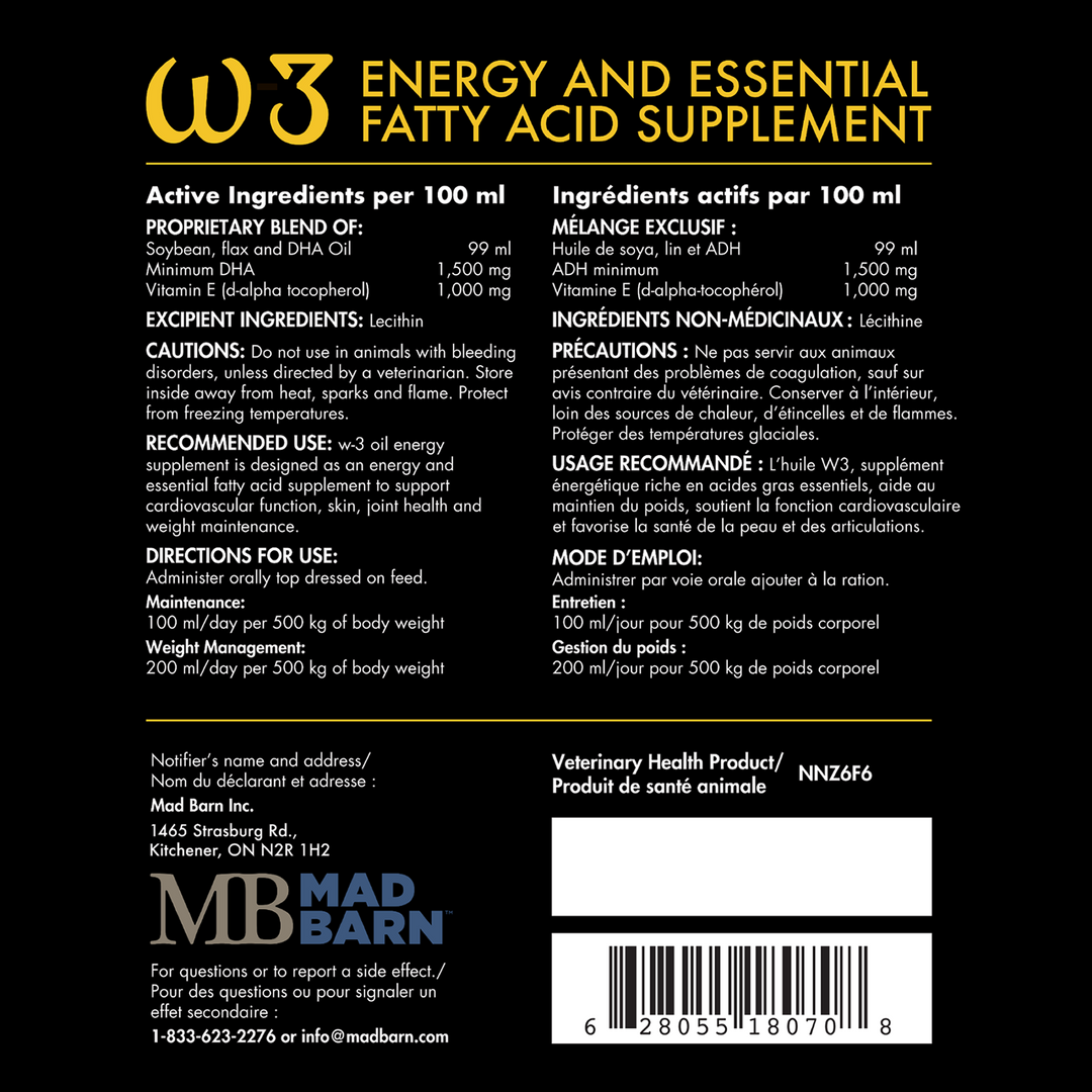 Equine Supplements - Mad Barn w-3 oil