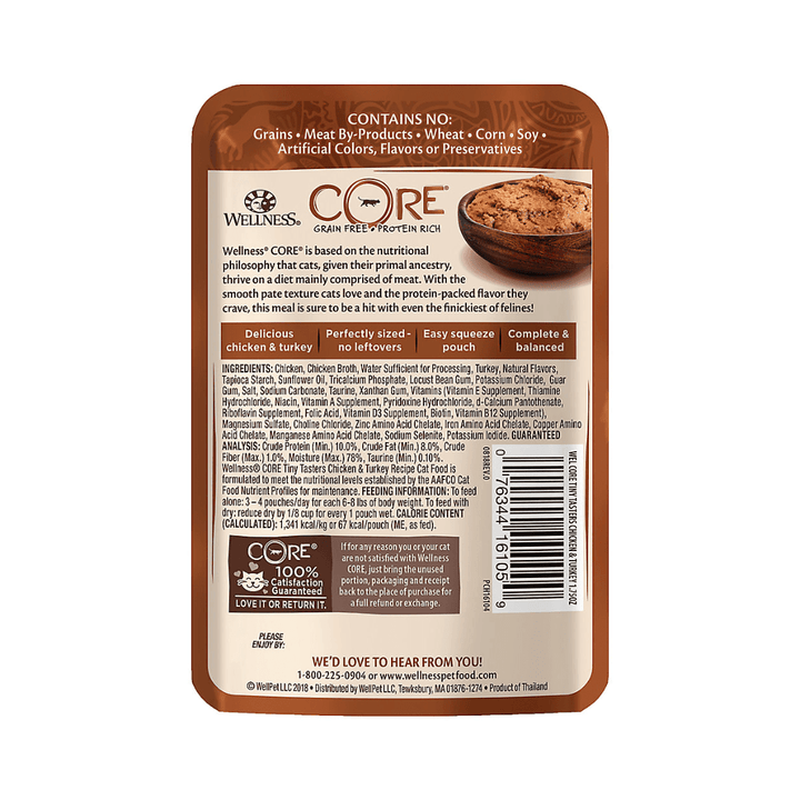 Wellness Wet Cat Food - CORE Tiny Tasters Chicken & Turkey Recipe Pouch - Toronto Pets