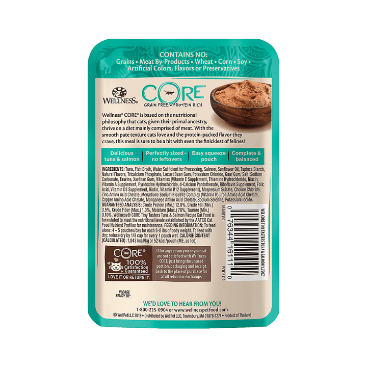 Wellness Wet Cat Food - CORE Tiny Tasters Tuna & Salmon Recipe Pouch - Toronto Pets