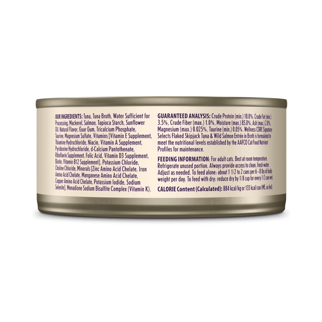 Wellness Wet Cat Food - Signature Selects Flaked Skipjack Tune & Wild Salmon Entree in Broth Canned - Toronto Pets