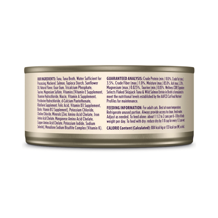 Wellness Wet Cat Food - Signature Selects Flaked Skipjack Tune & Wild Salmon Entree in Broth Canned - Toronto Pets