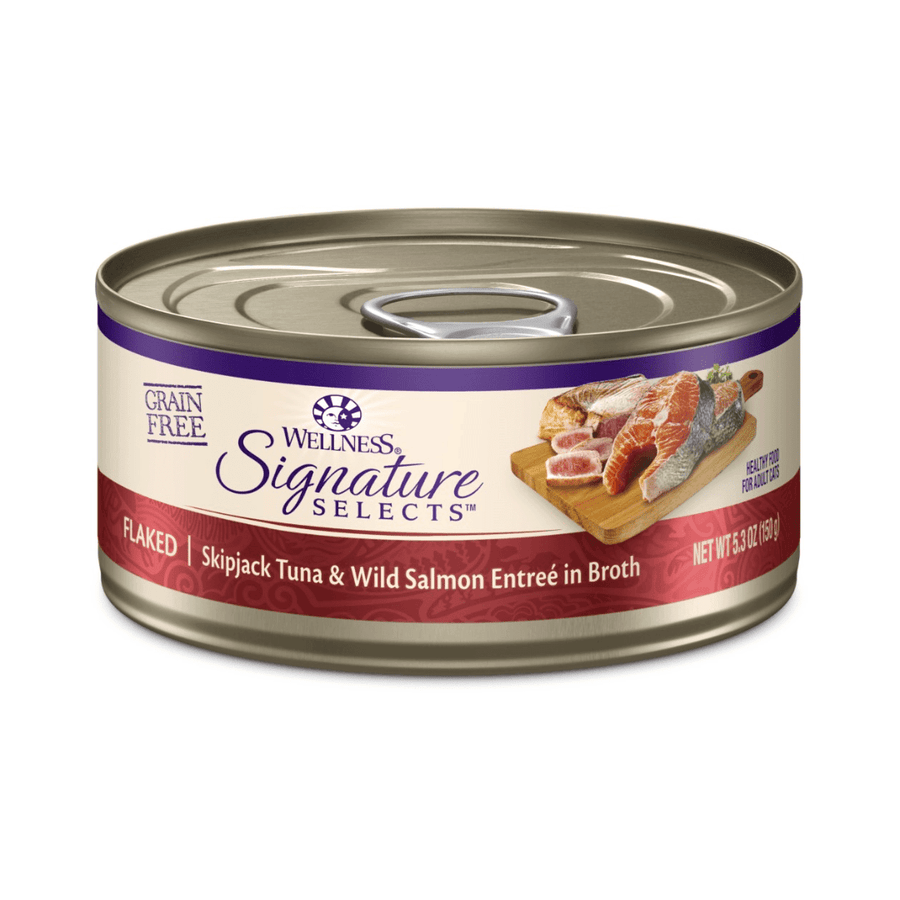 Wellness Wet Cat Food - Signature Selects Flaked Skipjack Tune & Wild Salmon Entree in Broth Canned - Toronto Pets