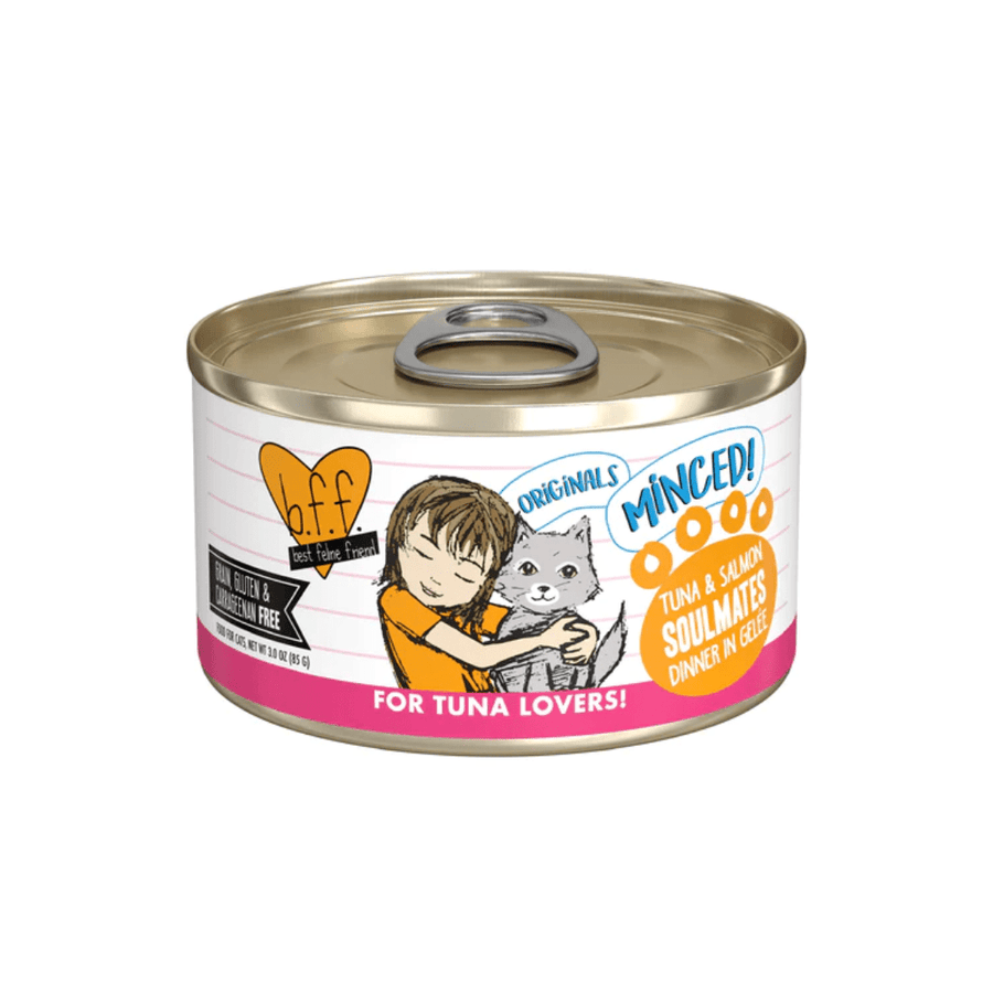 Weruva Wet Cat Food - BFF Minced Tuna & Salmon Soulmates Tuna & Salmon Dinner in Gelée Canned - Toronto Pets