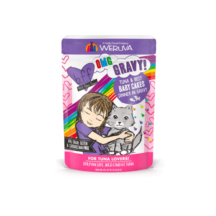 Weruva Wet Cat Food - BFF OMG Gravy Tuna & Beef Baby Cakes Tuna & Beef Dinner in Gravy Pouch - Toronto Pets