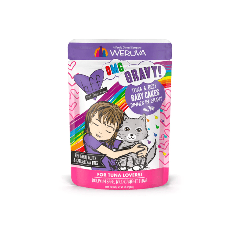 Weruva Wet Cat Food - BFF OMG Gravy Tuna & Beef Baby Cakes Tuna & Beef Dinner in Gravy Pouch - Toronto Pets